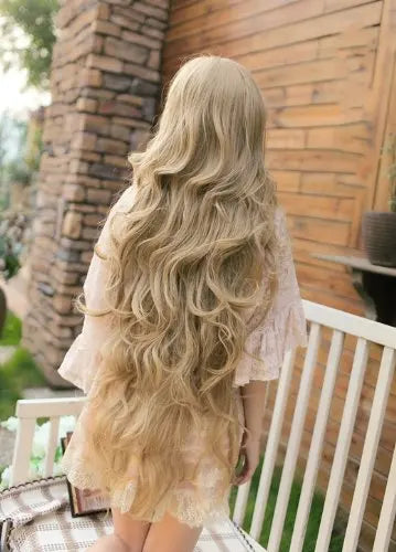 Peluca Rubia Larga Ondulada 100cm – Sintética para Cosplay, Fiesta y Halloween
