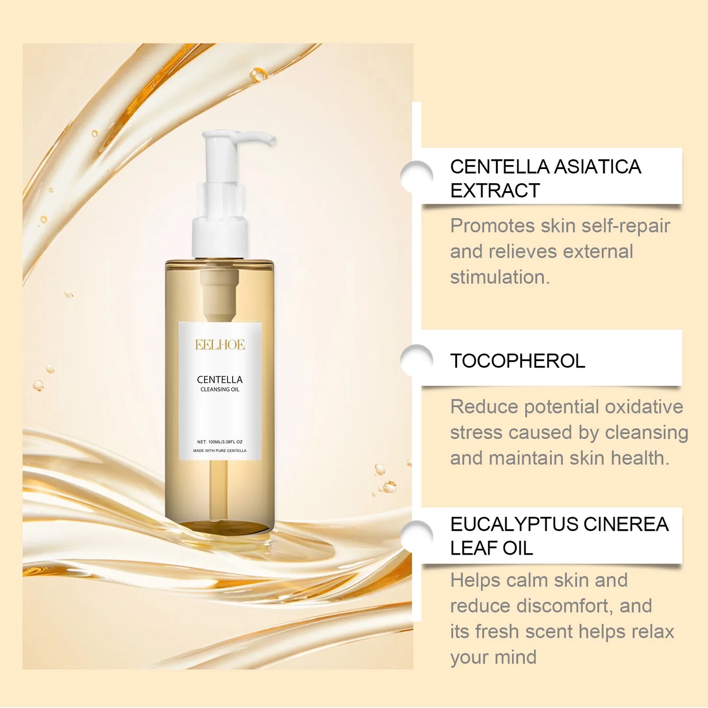 Centella Skin Care Set Centella Serum Face Wash Cleansing Oil Facial Care Set Soothing Refreshing Smooth Glowing Face Essence