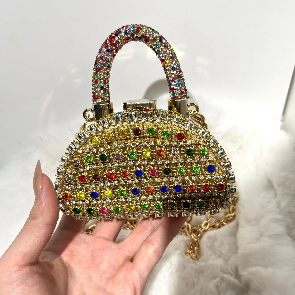 Minibolso de Fiesta Brillante con Cadena para Mujer