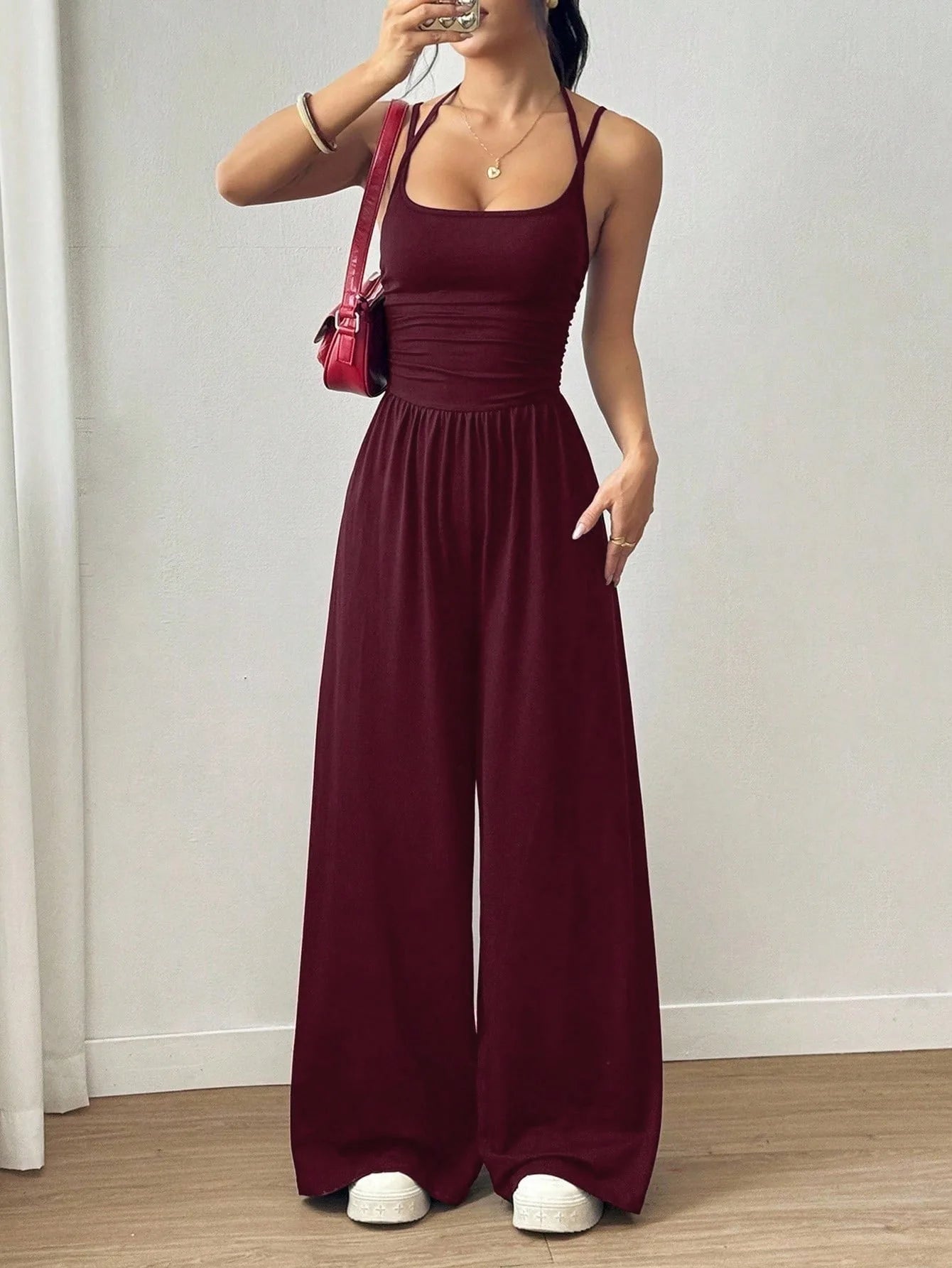 Jumpsuit Casual de Pierna Ancha con Tirantes | Moda Verano