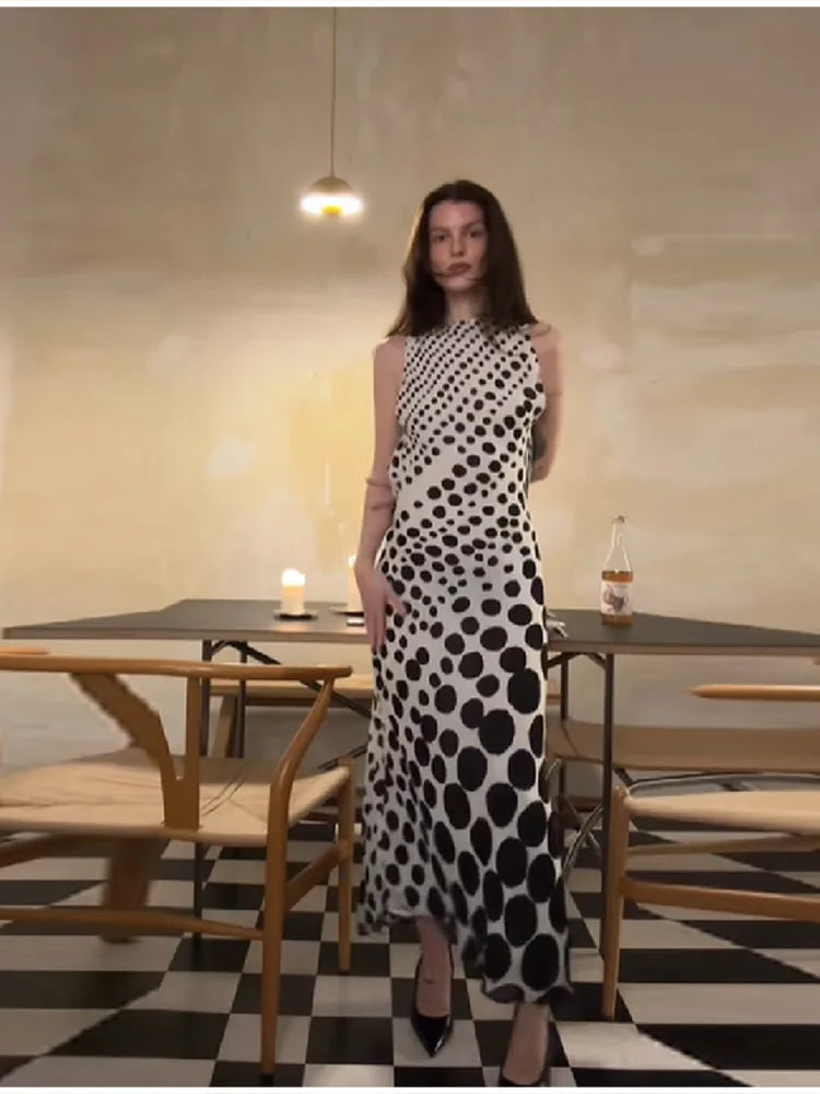 Vestido Maxi de Lunares Elegante | Moda Femenina Chic