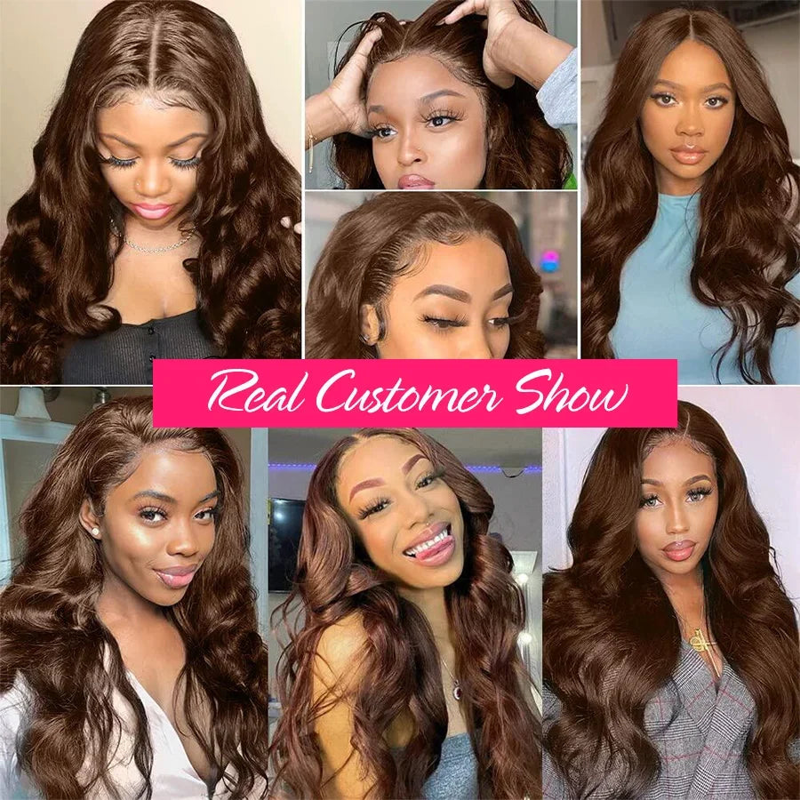 Peluca Chocolate Brown HD Lace Front 13x4 | Cabello Humano Ondulado Pre-Peinado