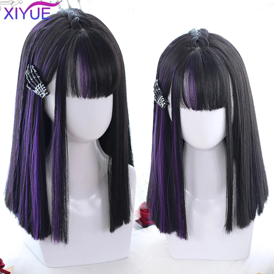 Peluca Sintética Corta con Dobles Coletas Rizadas y Flequillo – Estilo Lolita Cosplay