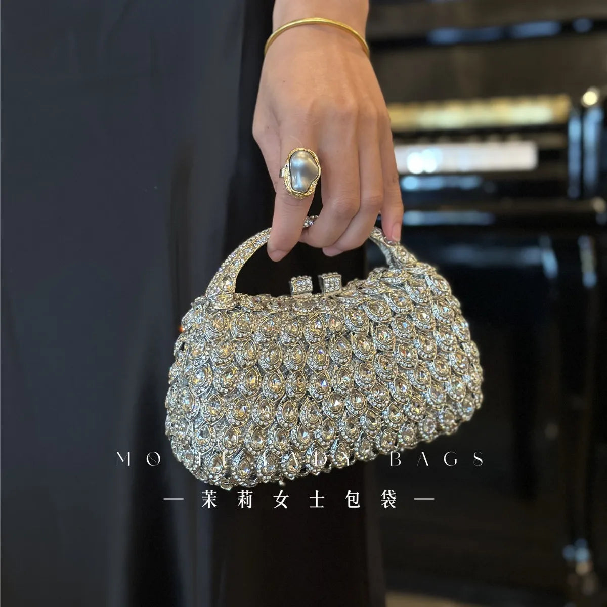 Bolso de Fiesta Brillante con Asa para Mujer