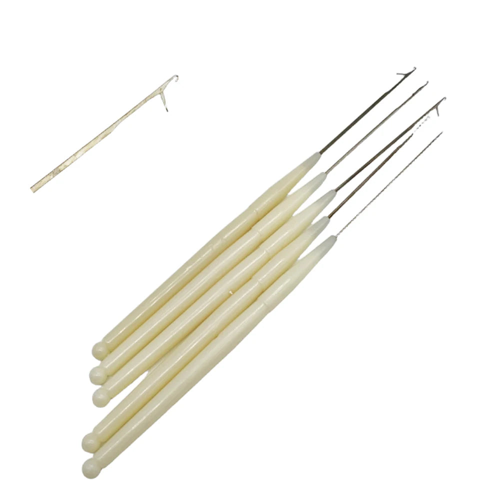 6 Piezas Set de Ganchos Micro Plástico Aguja para Trenzas Extensiones Tejido Dreadlocks Pelucas Herramienta Costura