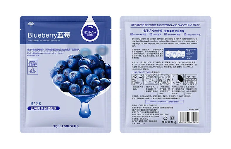 30pcs Fresh Fruits Facial Masks Whitenting skincare Moisturizing Anti Wrinkle Hydrating Korean Face Mask Facial Skin Care
