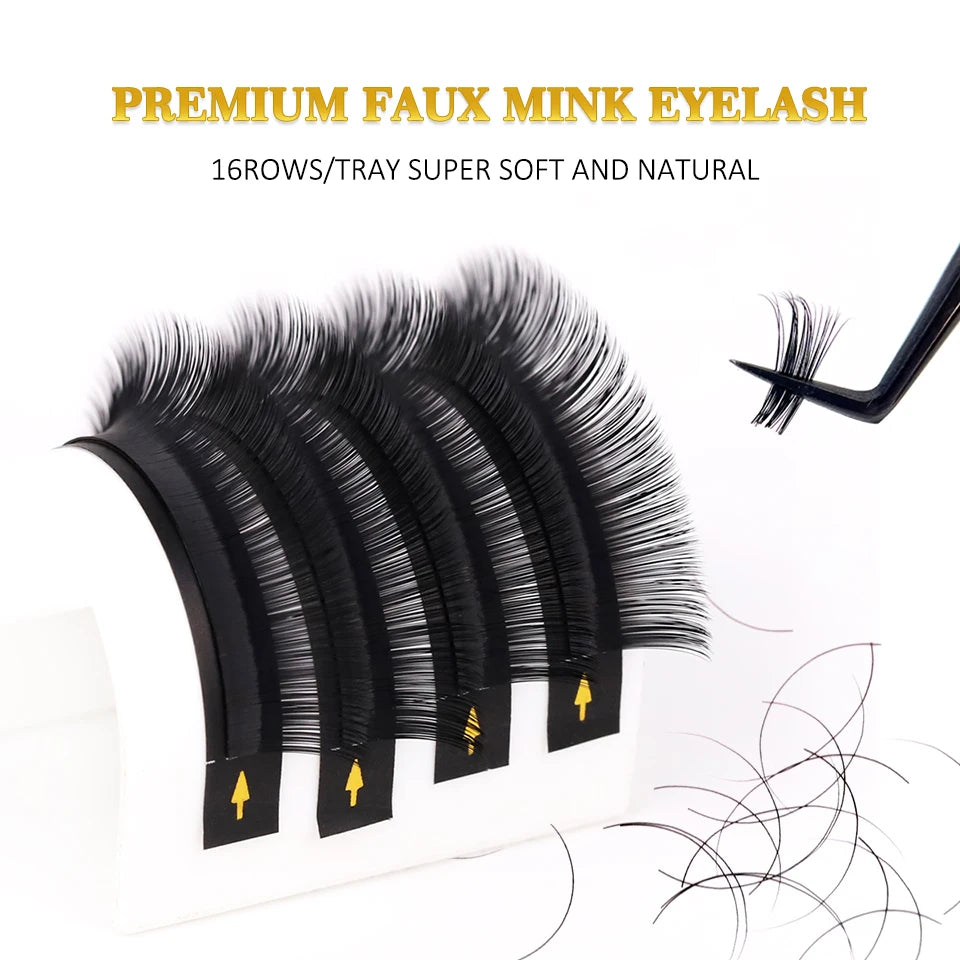 Extensiones Pestañas Volumen Premium 0.03-0.1 Seda Visón - Abanico Cashmere Mate Profesional Maquillaje