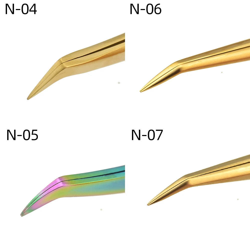 Pinzas Profesionales para Extensiones de Pestañas Acero Inoxidable - NAGARAKU Precisión 3D Maquillaje
