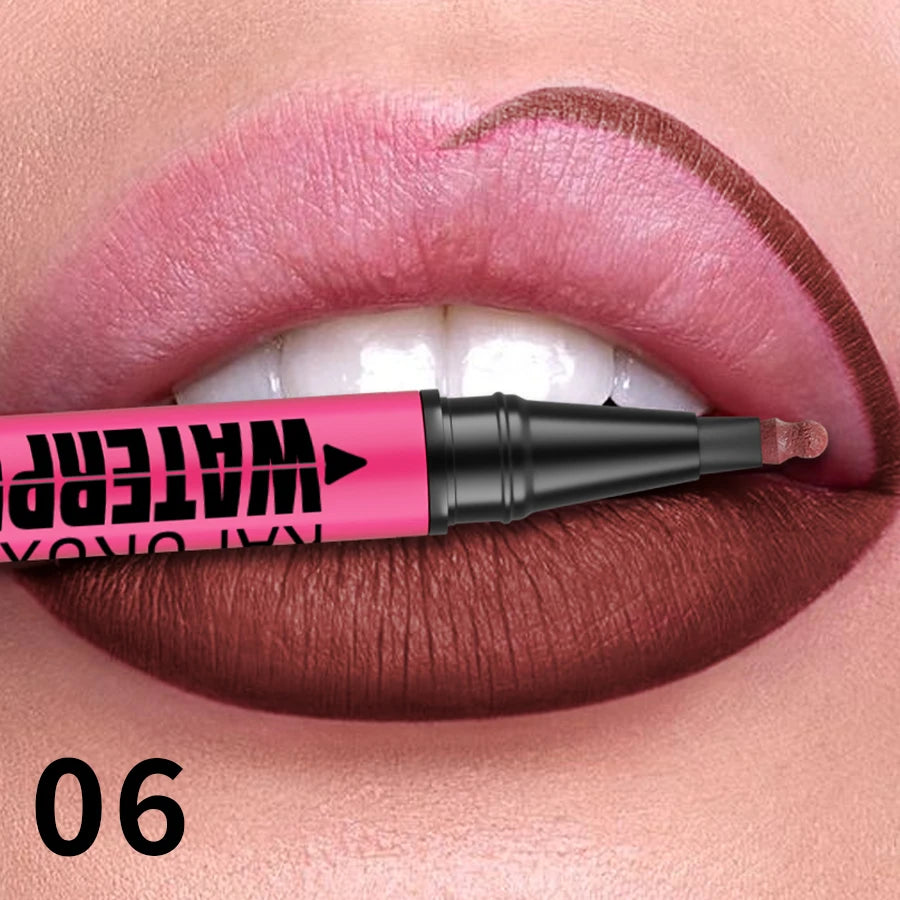 Delineador Labial Líquido Mate 12 Colores Waterproof Rellenador Labios - Lápiz Contorno Natural Maquillaje Mujer