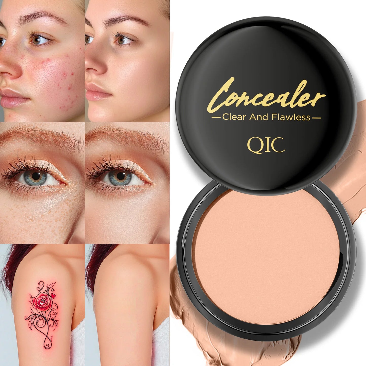 Corrector Iluminador Hidratante Ojos Cobertura Total Larga Duración - Crema Contorno Maquillaje Perfecto Mujer