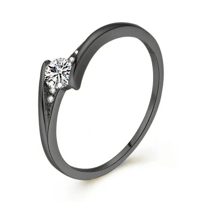 Anillo Elegante Zircon Blanco Dorado para Mujer