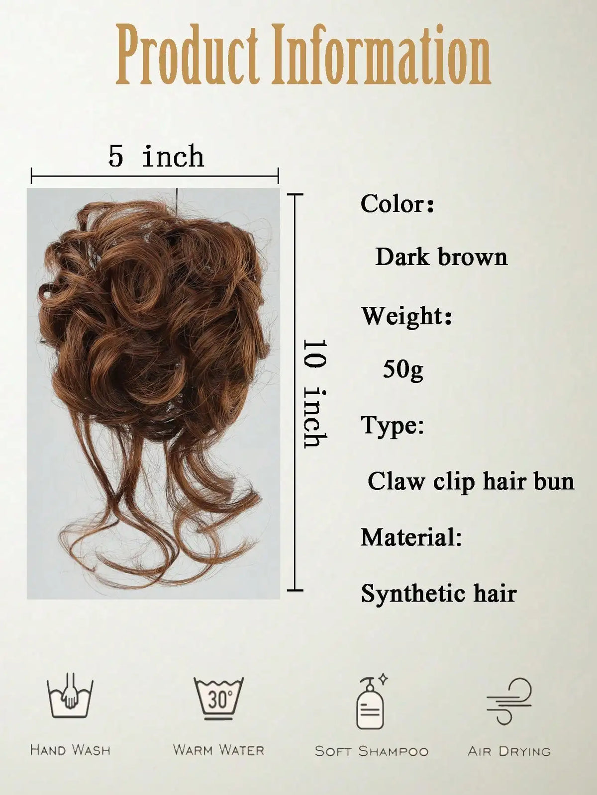 Moño Rizado Despeinado Sintético con Garra – Extensión Scrunchie Falso para Mujer | Color Castaño Claro