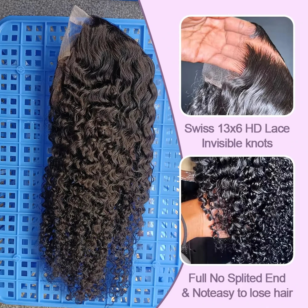 Peluca Frontal de Encaje HD 13x6 Rizada – Cabello Humano 250% Densidad 30-42 Pulgadas Sin Pegamento