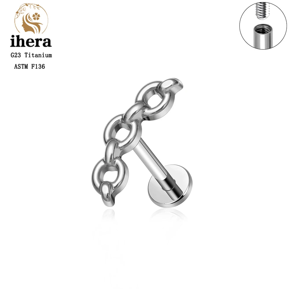 Piercing de Titanio ASTM F136 Caballito de Mar y Corazón - 16G Labret para Cartílago