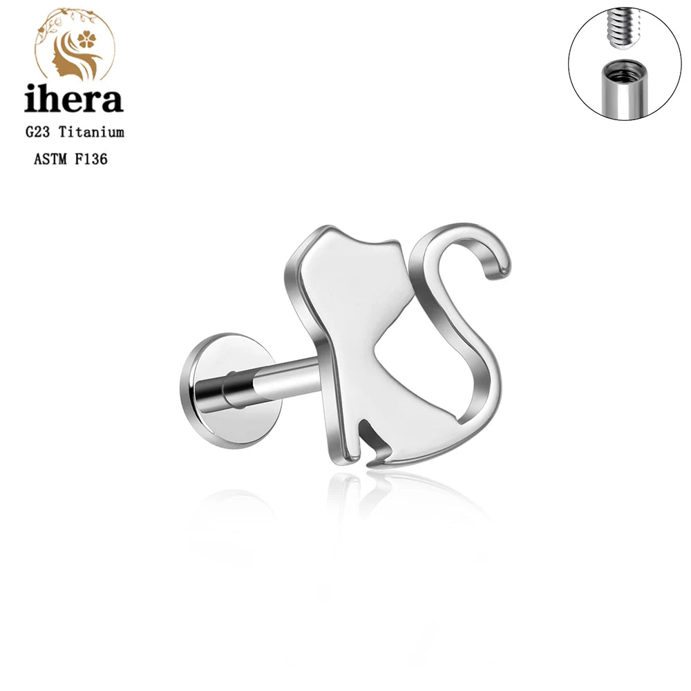 Piercing de Titanio ASTM F136 Caballito de Mar y Corazón - 16G Labret para Cartílago