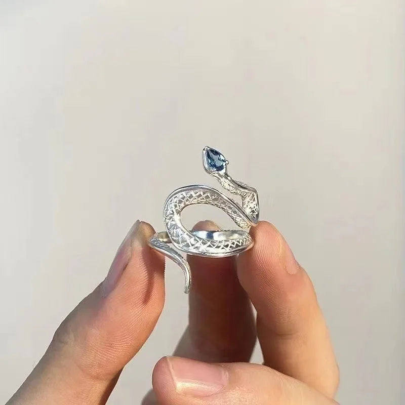 Anillo Vintage Flor Libellúla Ópalo Azul Ajustable Unisex