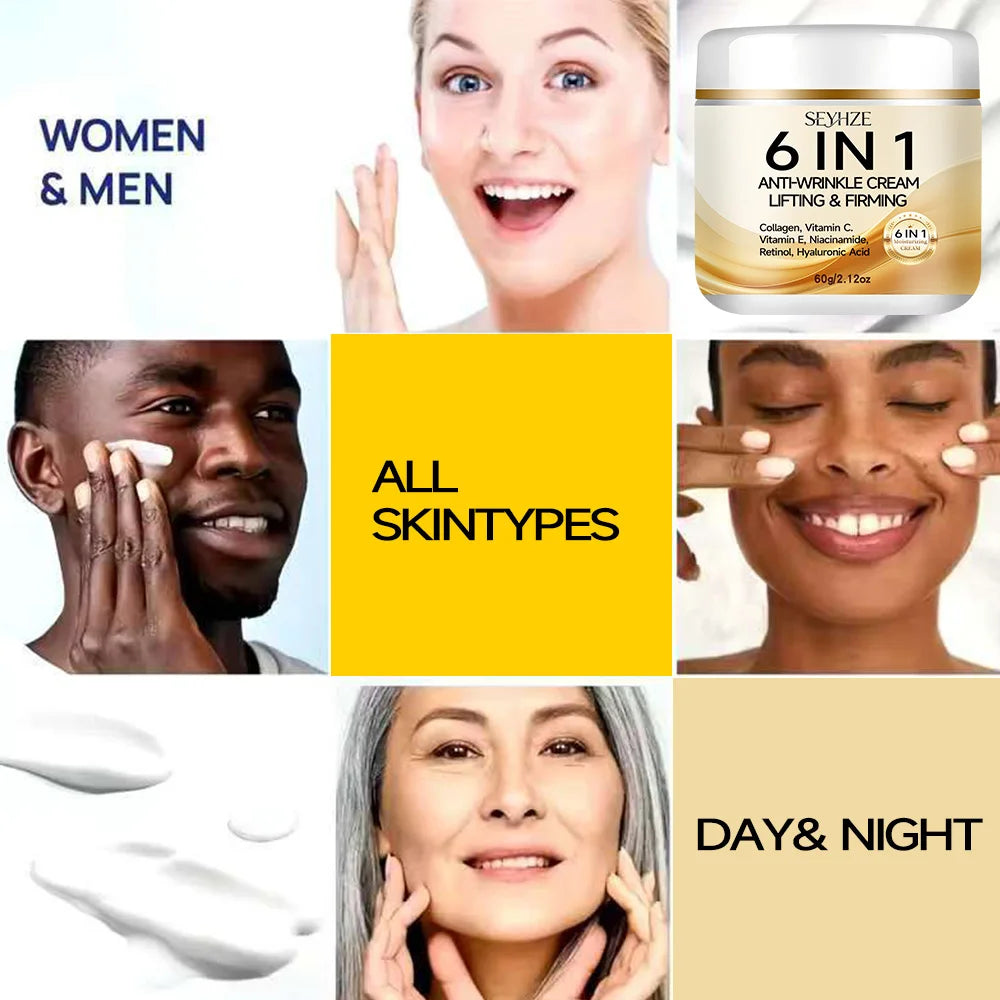 SEYHZE 6-in-1 Instant Firming Lifting Cream Deep Moisturizing Smooth Dry Skin with Retinol VitaminA Collagen Ceramides VC Hyluro