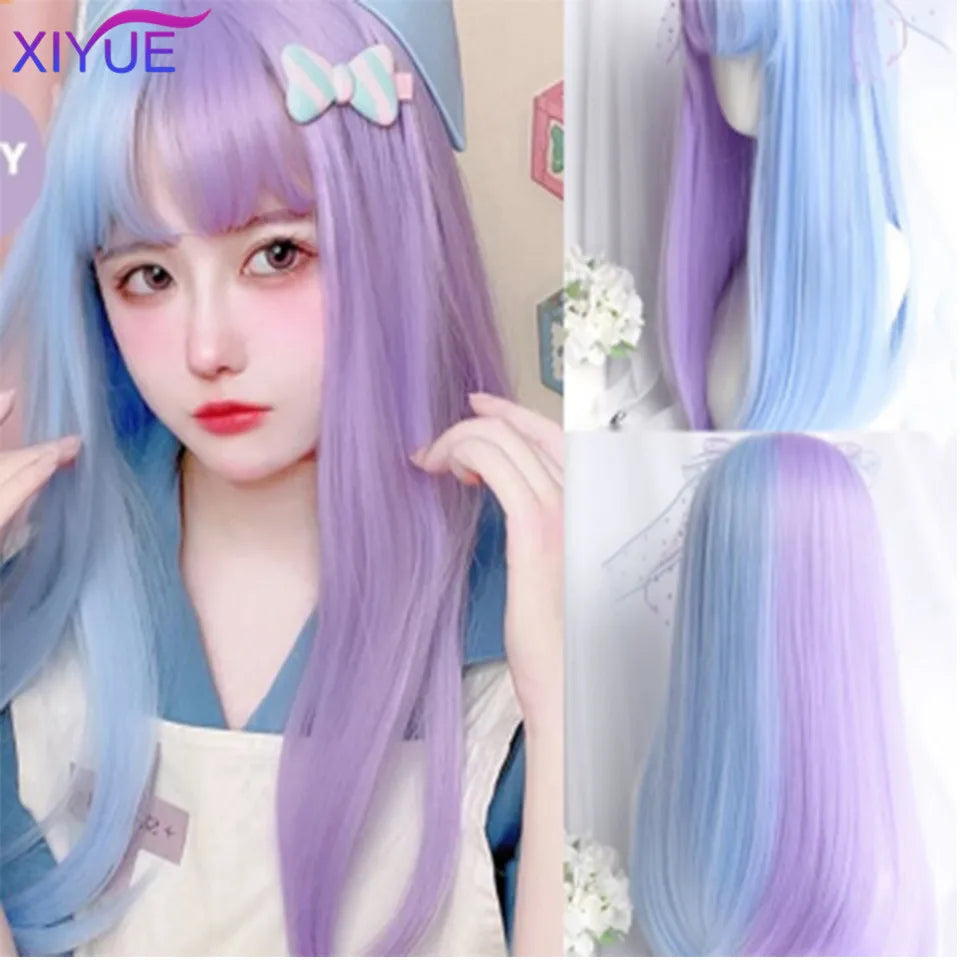 Peluca Sintética Corta con Dobles Coletas Rizadas y Flequillo – Estilo Lolita Cosplay