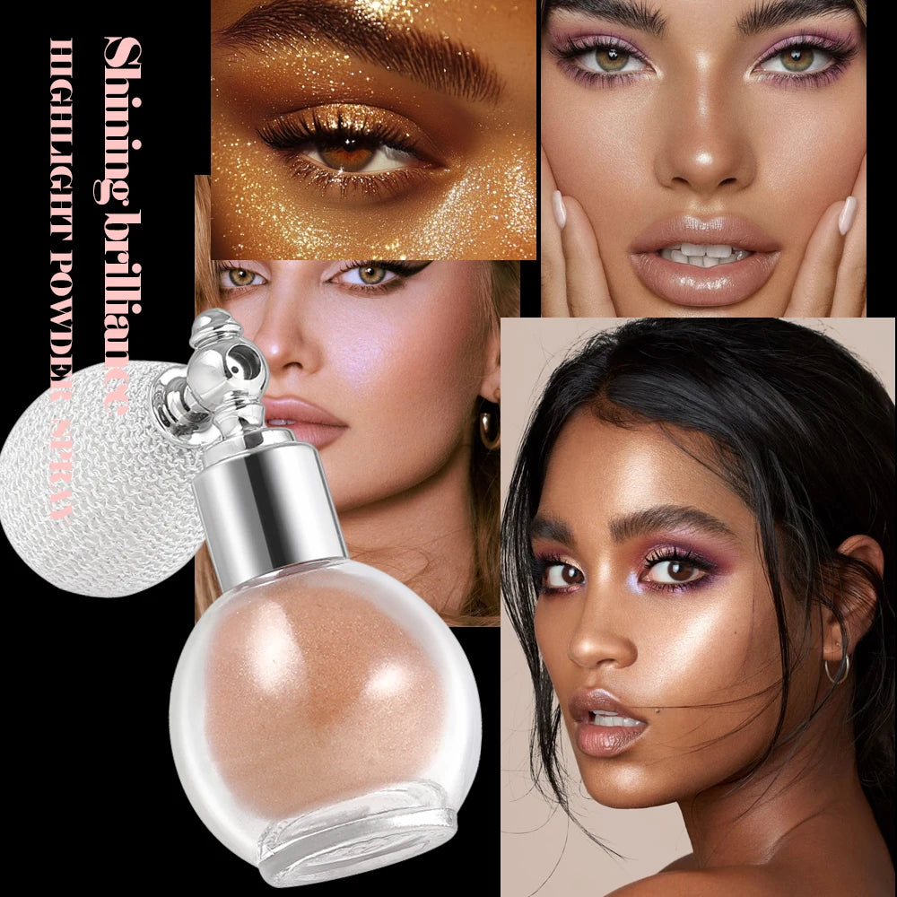 Spray Glitter Brillo Corporal y Facial | Maquillaje Luminoso Efecto Brillante