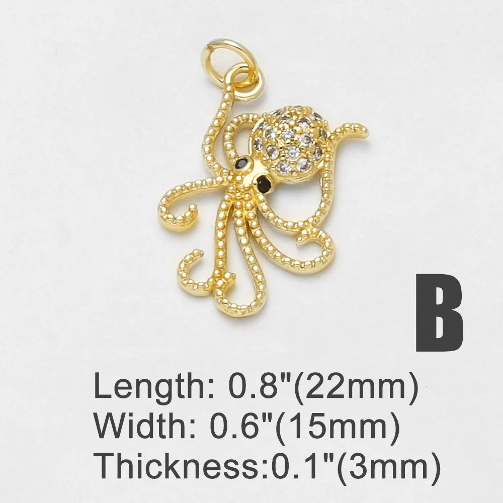 Dije de Estrella de Mar con Perla y Cristal - Cobre con Circonia Cúbica para Collar