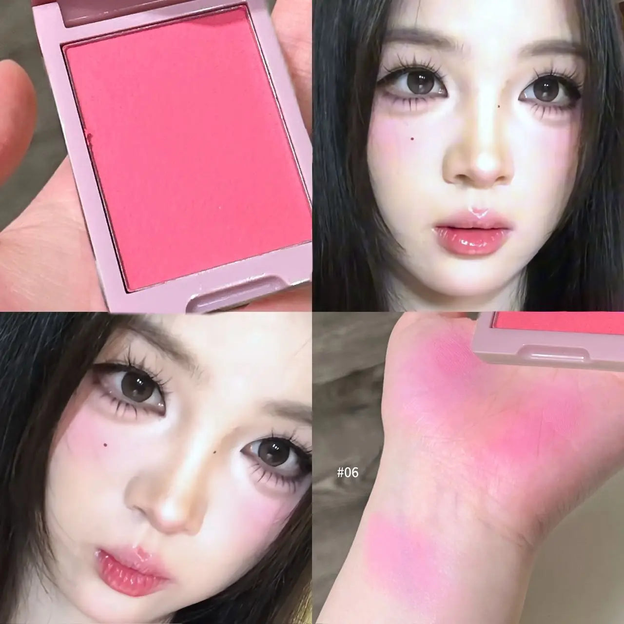 Rubor Mousse Mate Rosa Morado Polvo Suave Baja Saturación - Paleta Colorete Natural Durazno Crema Maquillaje