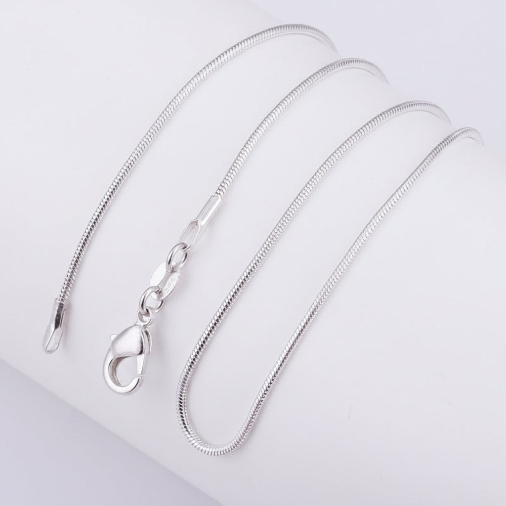 Cadenas Serpiente Plata 925 Sterling Silver 1mm Mayoreo 10 Piezas - 16 a 30 Pulgadas Collar Mujer Hombre Joyería Moda