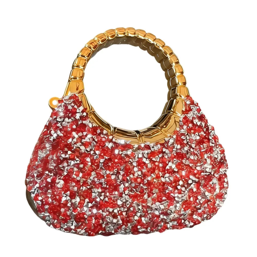 Minibolso Brillante de Fiesta en Forma de Media Luna