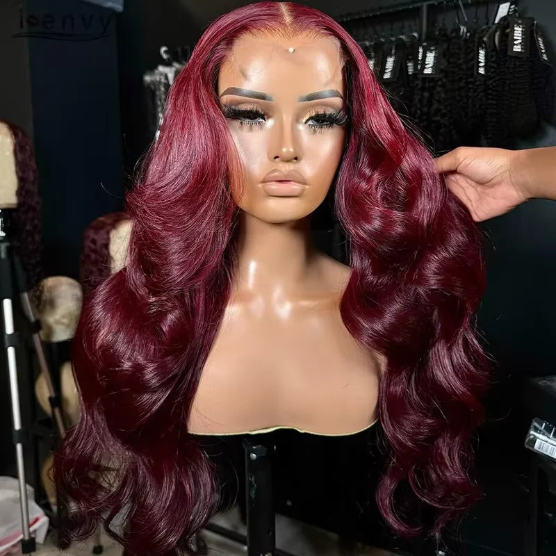Peluca Burgundy HD Lace Front 13x4 | Cabello Humano Ondulado