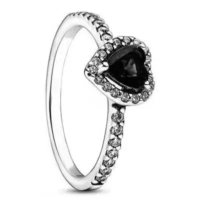 Anillos de Plata 925 con Corazón en Rosa, Azul, Verde y Negro - Joyería Fina