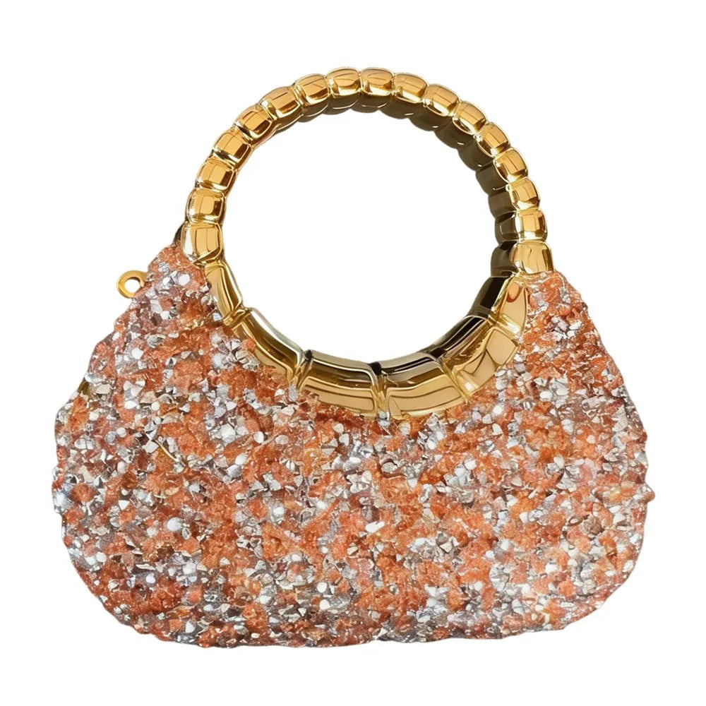 Minibolso Brillante de Fiesta en Forma de Media Luna