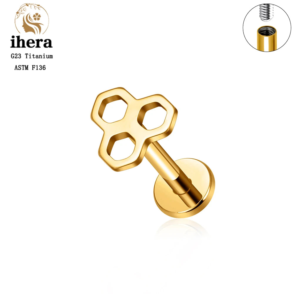 Piercing de Titanio ASTM F136 Caballito de Mar y Corazón - 16G Labret para Cartílago
