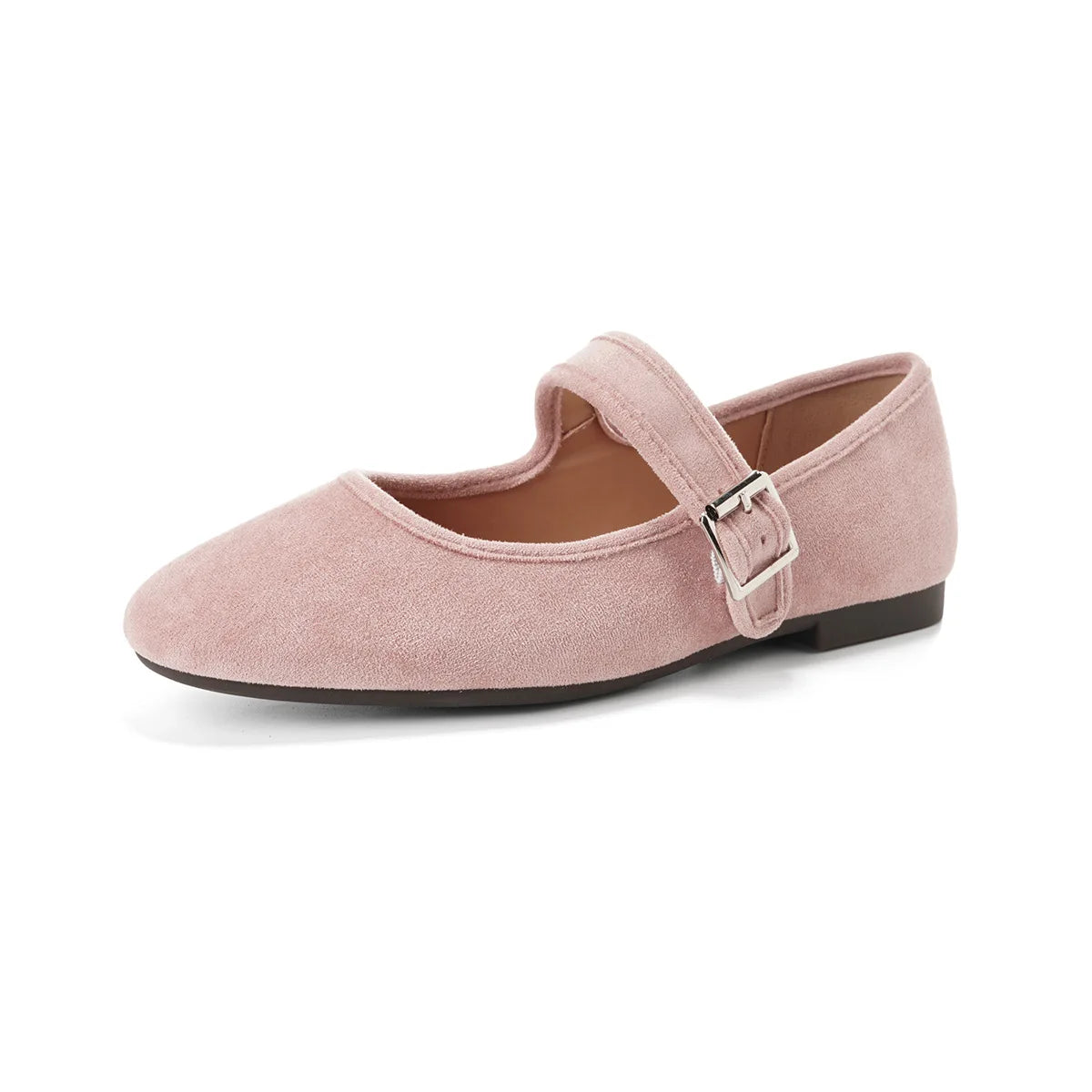 Zapatos Ballet Mary Jane Mujer - Punta Redonda Gamuza Rosa Talla Grande