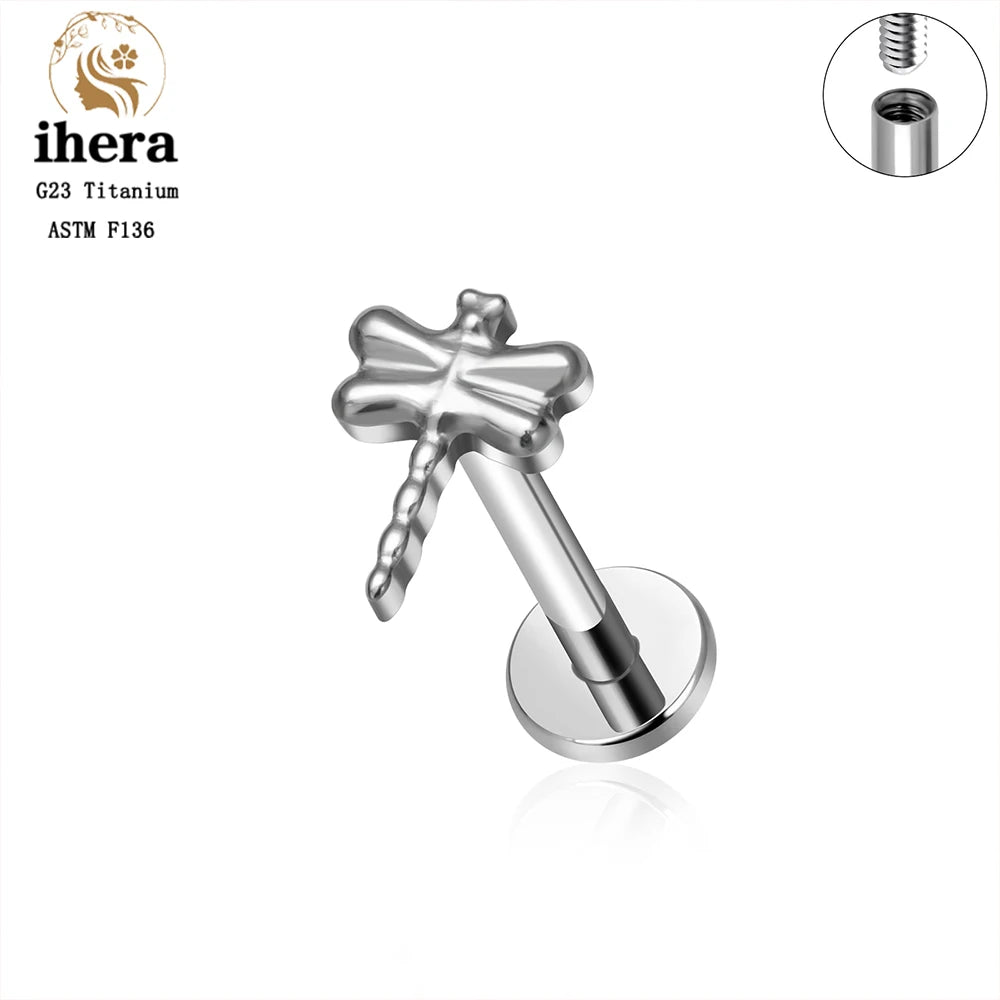 Piercing de Titanio ASTM F136 Caballito de Mar y Corazón - 16G Labret para Cartílago