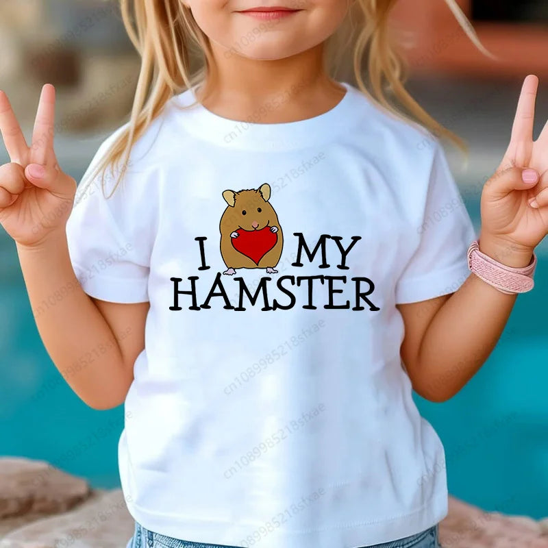 I Love My Hamster Best Hamster Mom Ever Boys & Girls White Tshirt Cartoon Fashion Funny Print T-shirt Kids Summer O-Neck To
