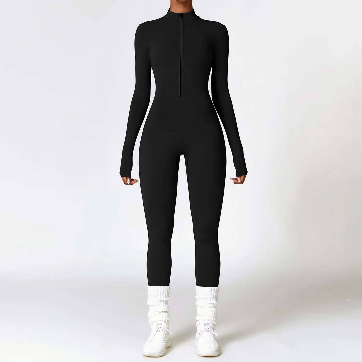 Jumpsuit Deportivo Yoga Ajustado Manga Larga con Cierre - Mujer