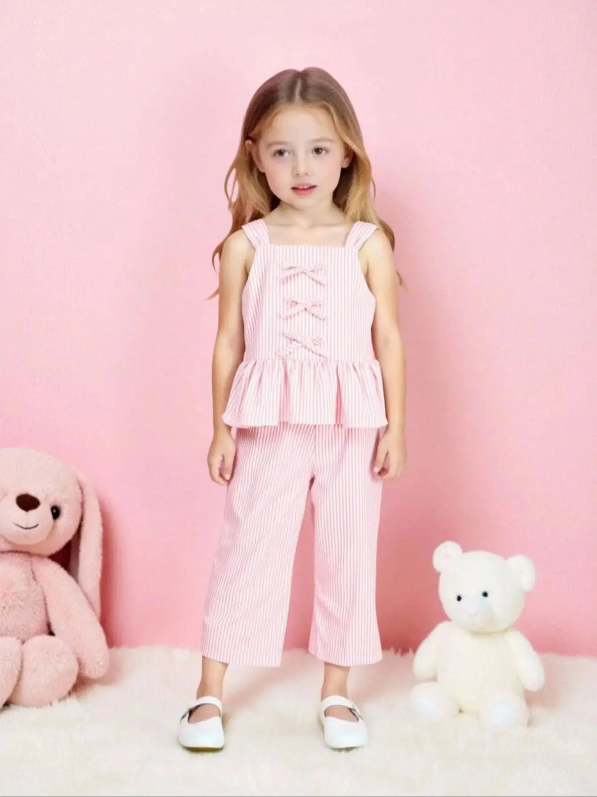 Conjunto de Verano 2 Piezas para Niña | Camisole Rayada + Pantalón Recto