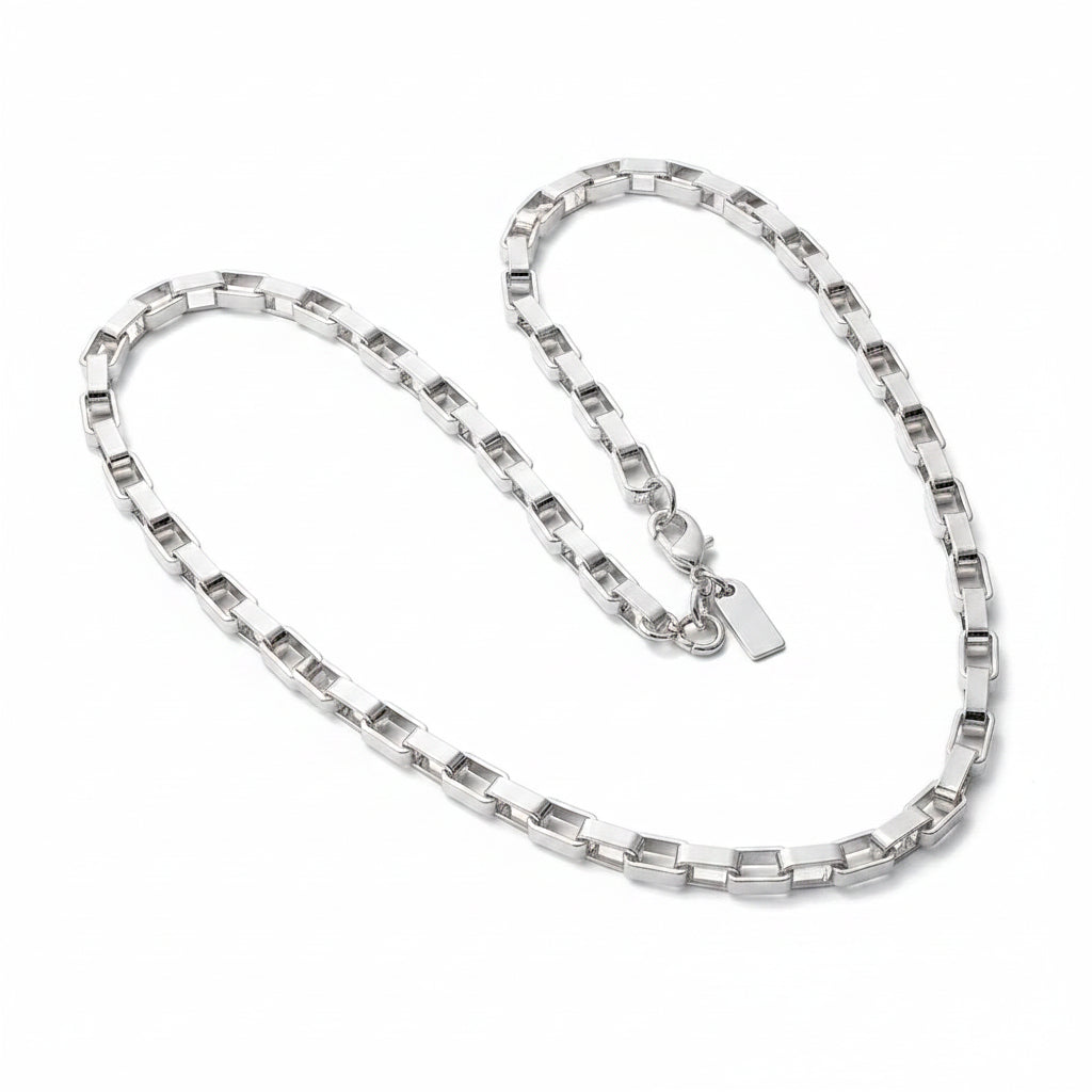 Set Joyería Plata 925 Cadena Caja 5MM Pulsera Collar Hombre Mujer - Accesorios Fiesta Boda Regalo Moda