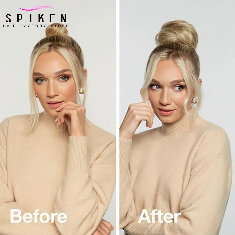 Moño Despeinado de Cabello Humano Remy – Scrunchie Liso con Banda Elástica | Extensión Cola de Caballo para Mujer