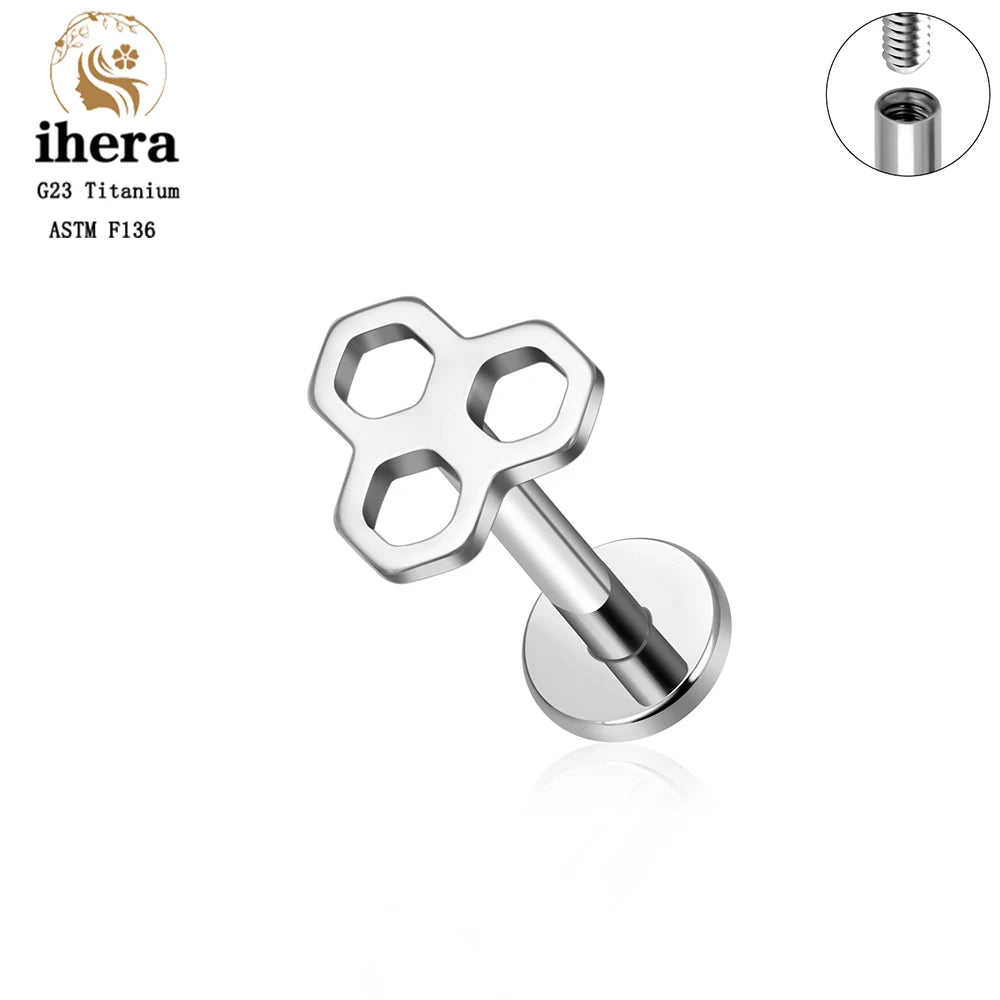 Piercing de Titanio ASTM F136 Caballito de Mar y Corazón - 16G Labret para Cartílago