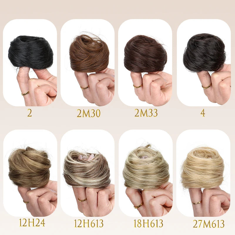 Moño de Cabello Sintético Liso y Corto – Chignon Resistente al Calor, Fácil de Usar | Accesorios para Mujer