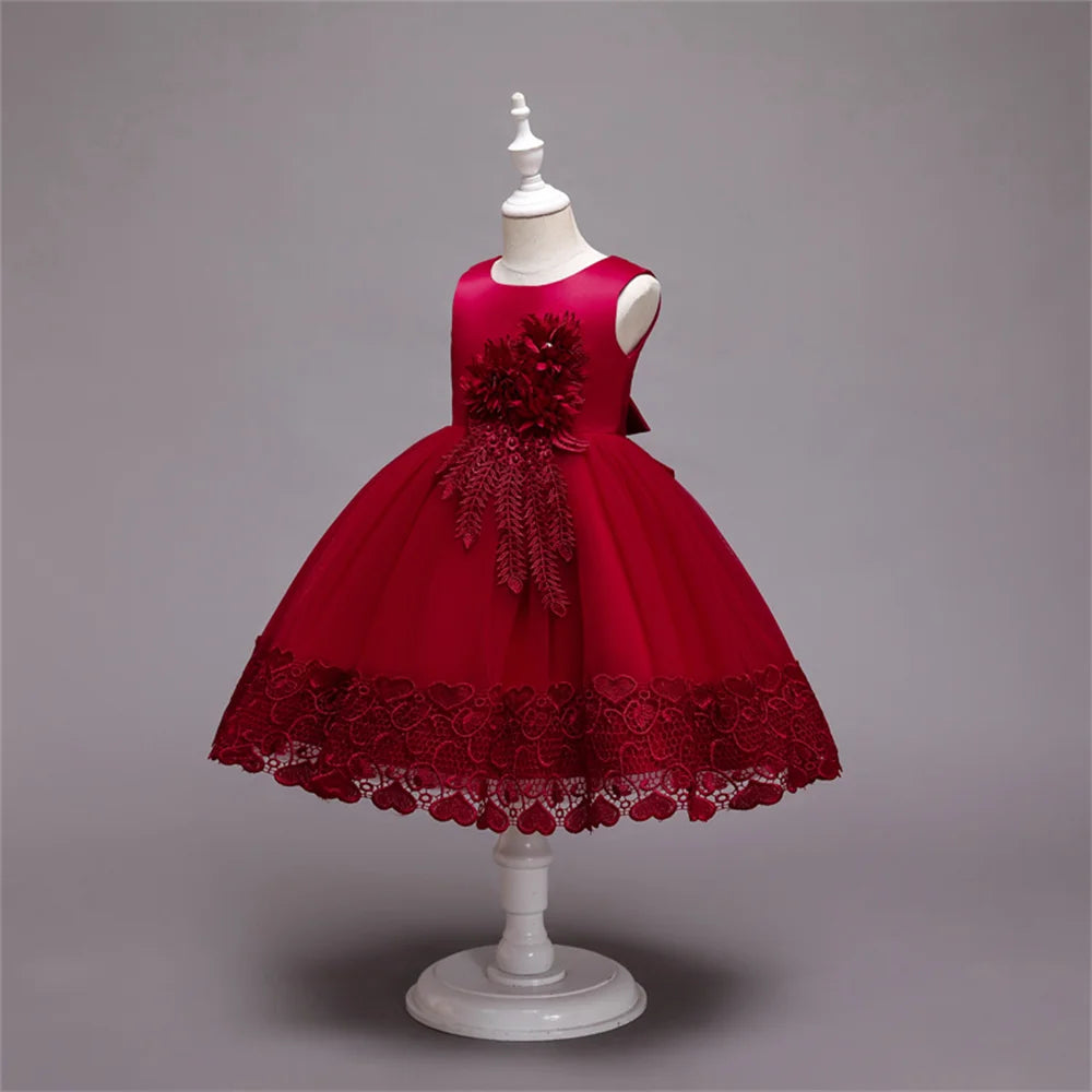Vestido Princesa Niña sin Mangas | Encaje con Lazos | Comunión y Ocasiones Especiales