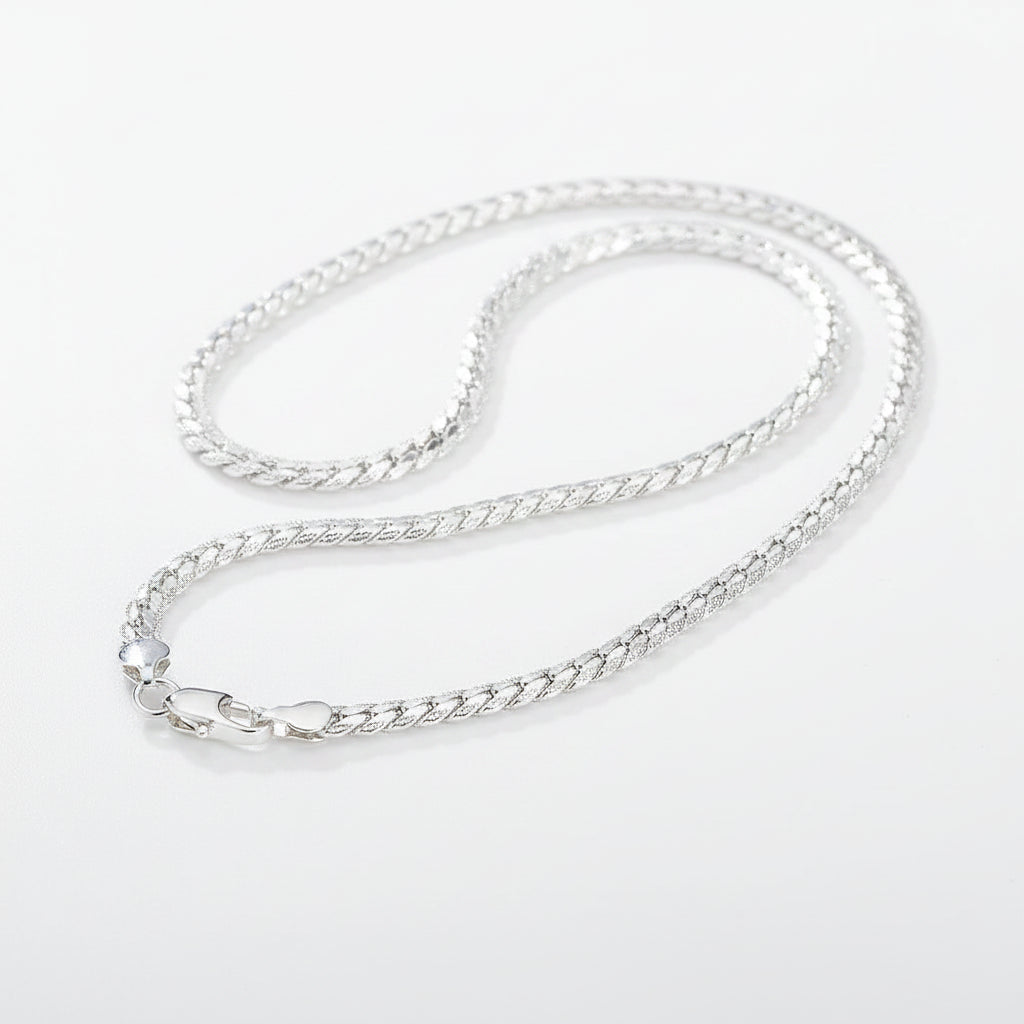 Set Joyería Plata 925 Sterling Silver Navidad Estilo Europeo - Cadena Plana 6MM Collar Pulsera Hombre Mujer Regalo