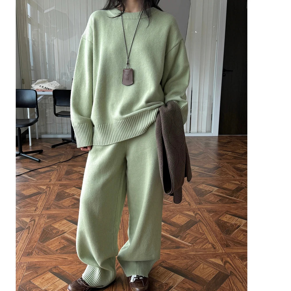 Conjunto Suéter 50% Lana y Pantalón Tejido Mujer