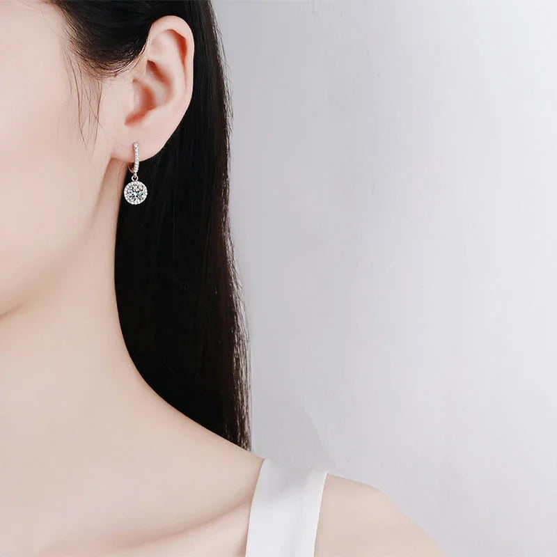 Aretes Colgantes Moissanite 0.5ct–1ct Color D Plata 925 para Mujer