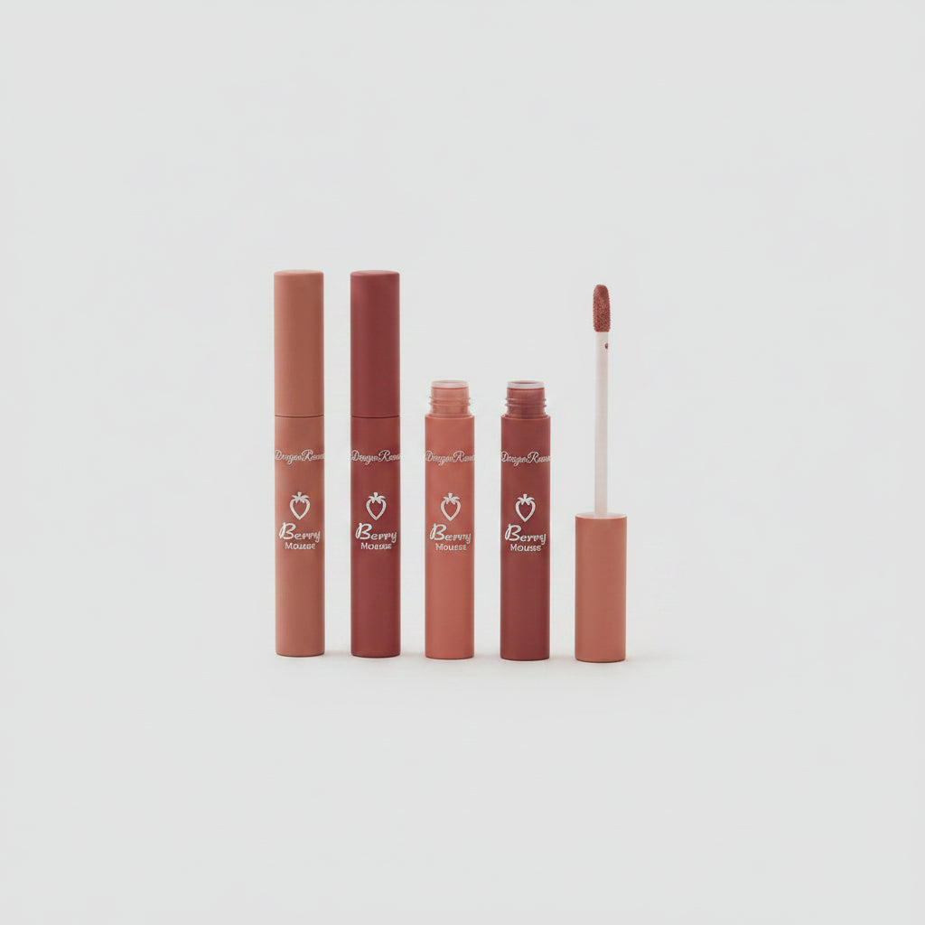 Lip Gloss Mate Fácil Aplicación Sin Manchas – Tonos Nude Rojo Café Estilo Europeo
