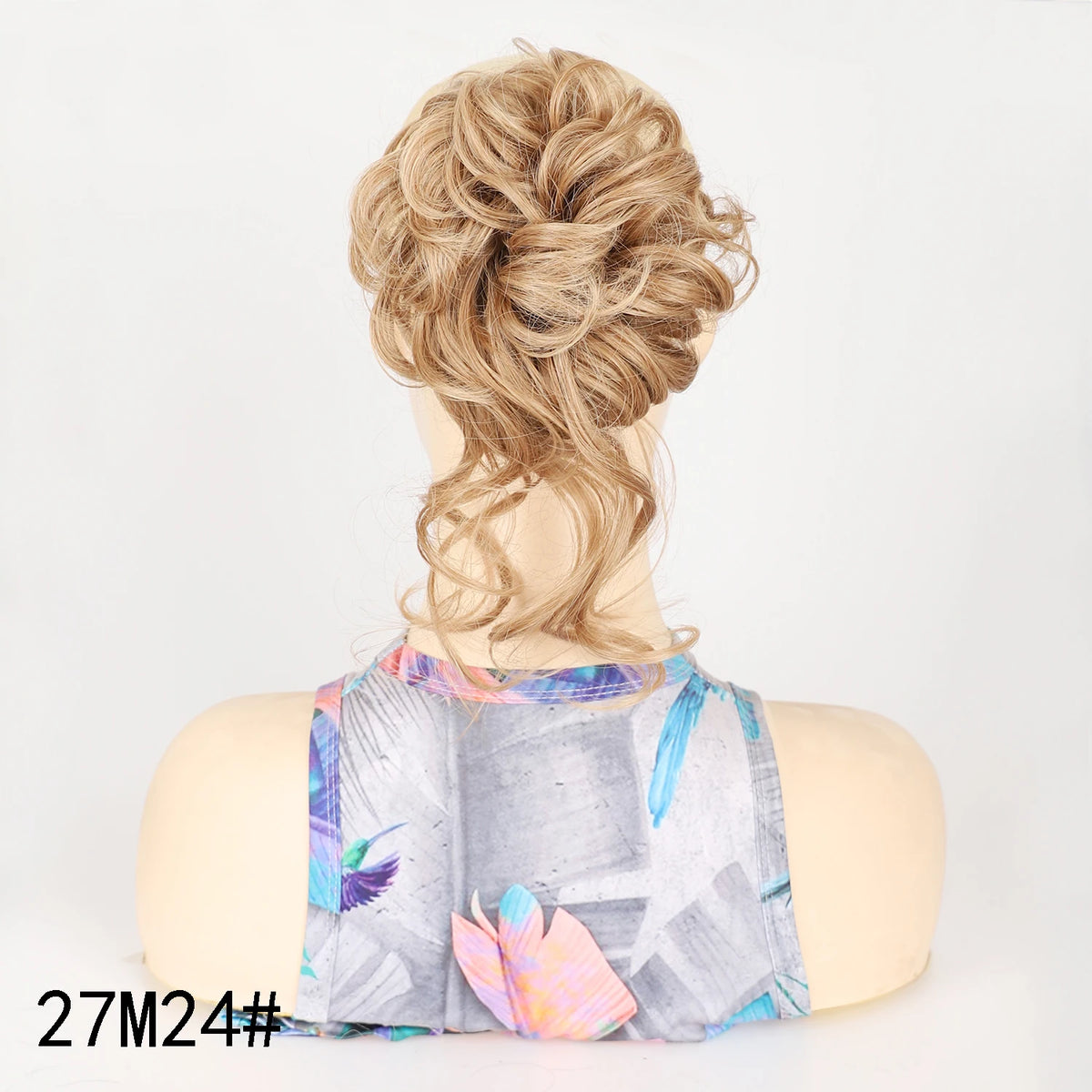 Moño Rizado Despeinado Sintético con Banda Elástica – Chignon Updo Rápido | Accesorio de Cabello para Mujer