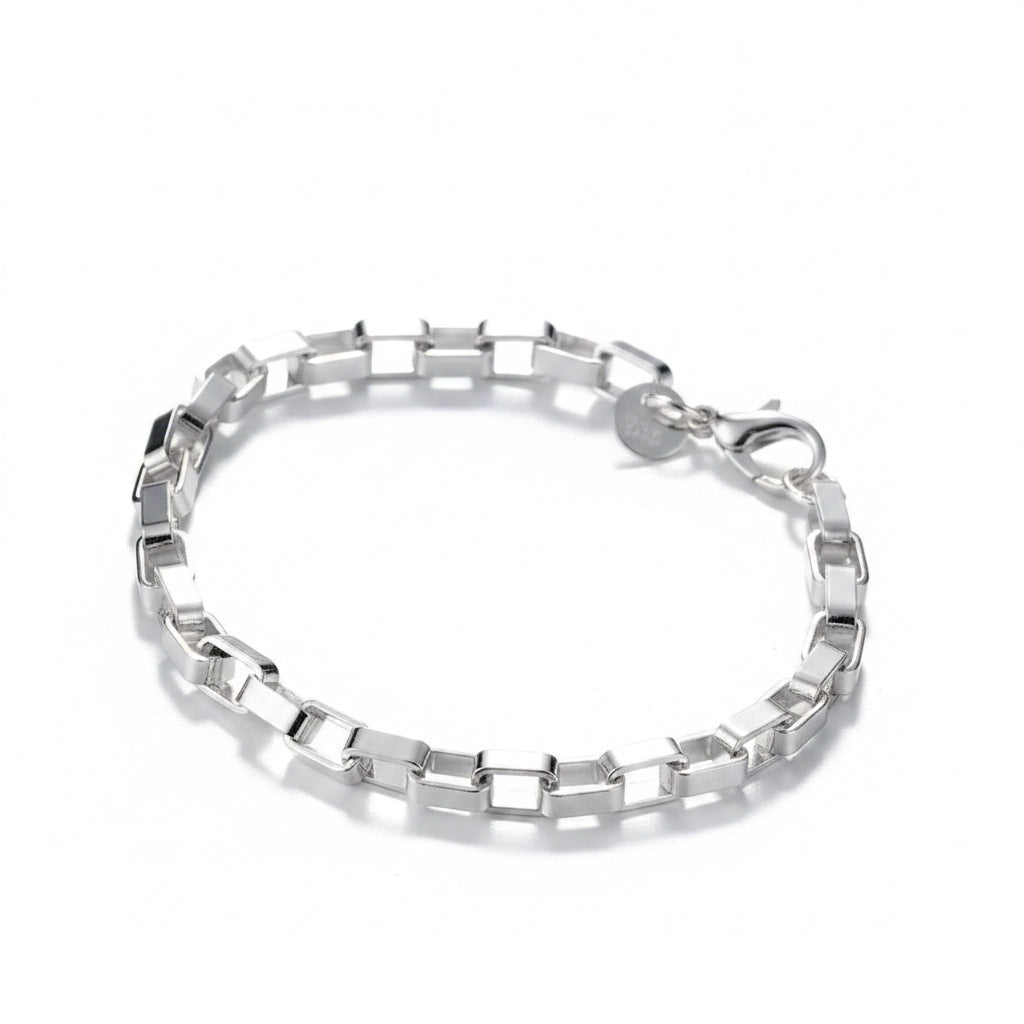 Set Joyería Plata 925 Cadena Caja 5MM Pulsera Collar Hombre Mujer - Accesorios Fiesta Boda Regalo Moda