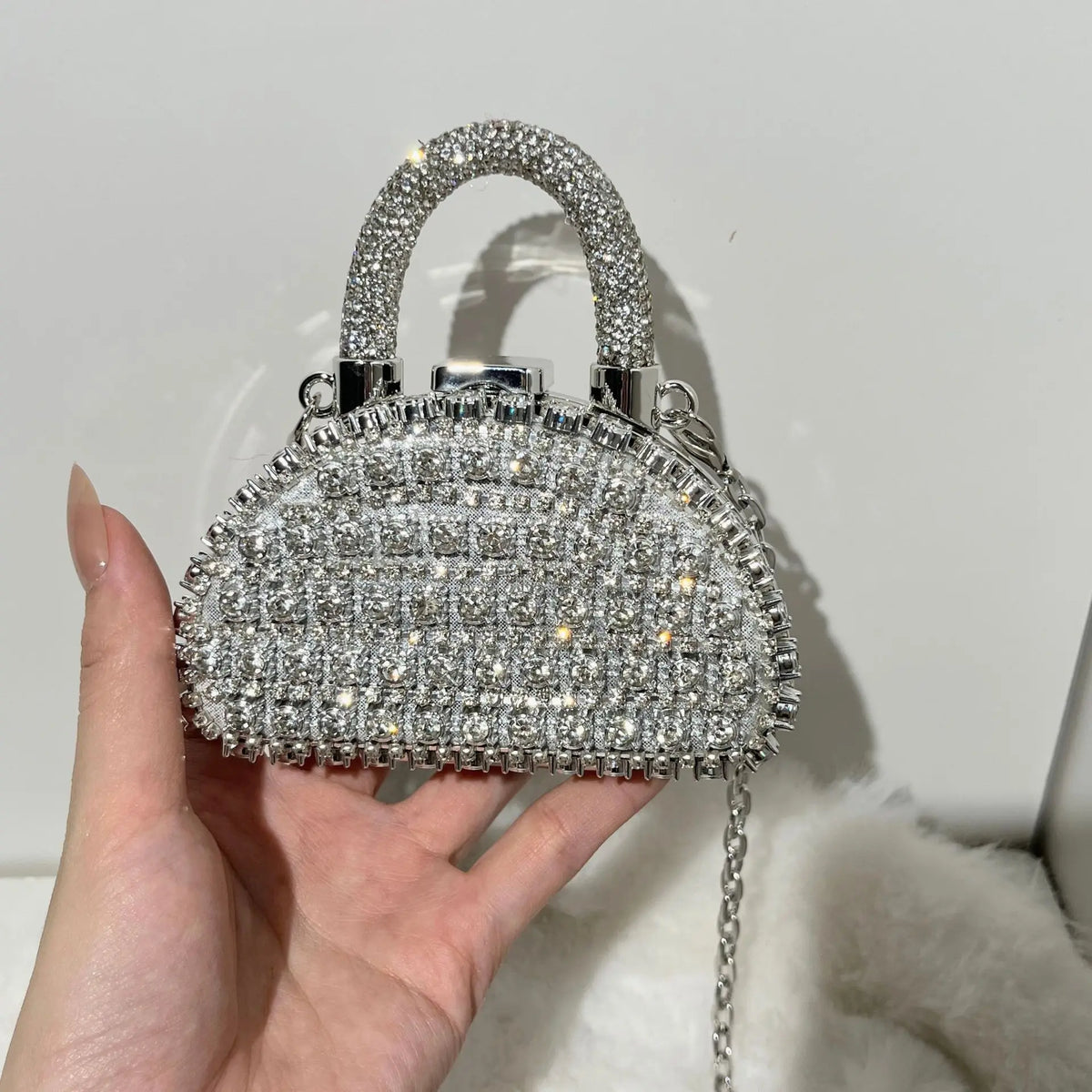 Minibolso de Fiesta Brillante con Cadena para Mujer
