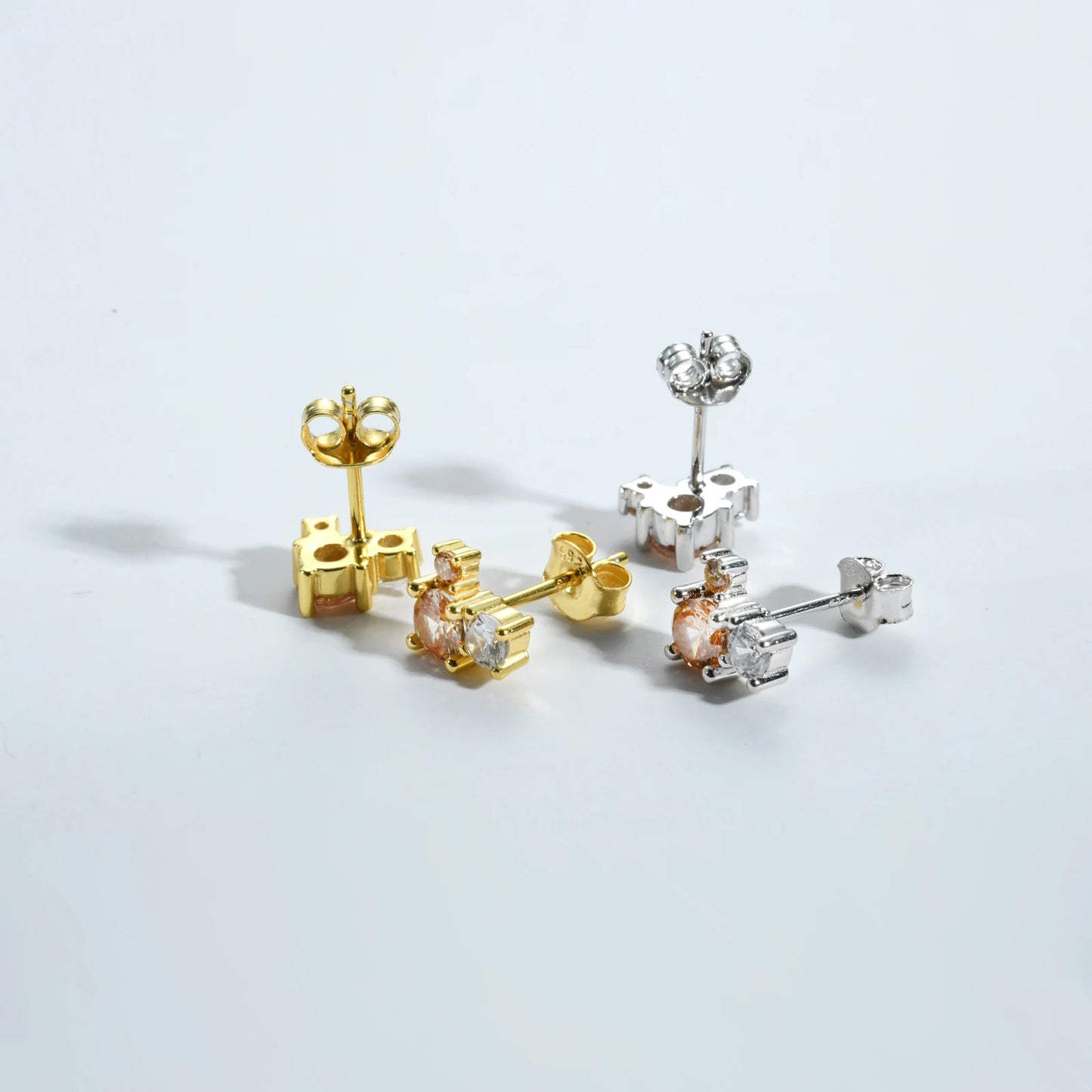ANDYWEN 925 Sterling Silver Champagne CZ Big Stud Earring Jewelry 2023 Spring Animal Piercing Clips Luxury Women Luxury Jewels