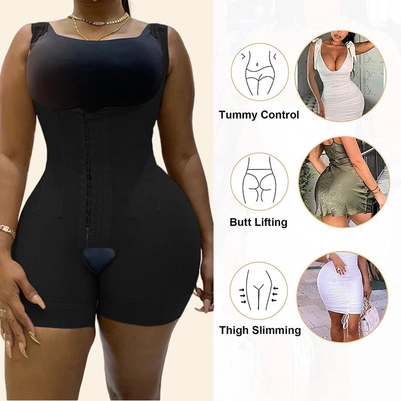 Faja Colombiana Reductora Bodysuit Cierre de Ganchos Control Abdomen